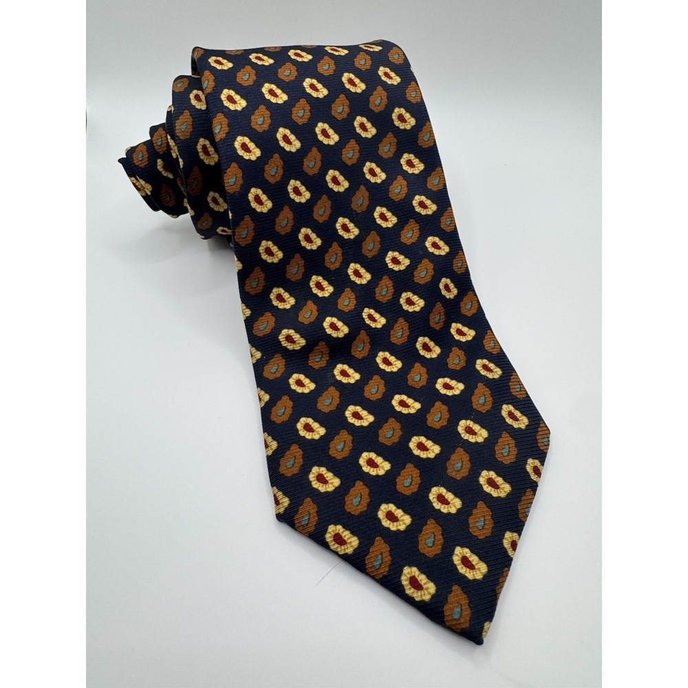 Burlington Knot J. Press Silk Tie Black Geometric Medallion Classic USA Made